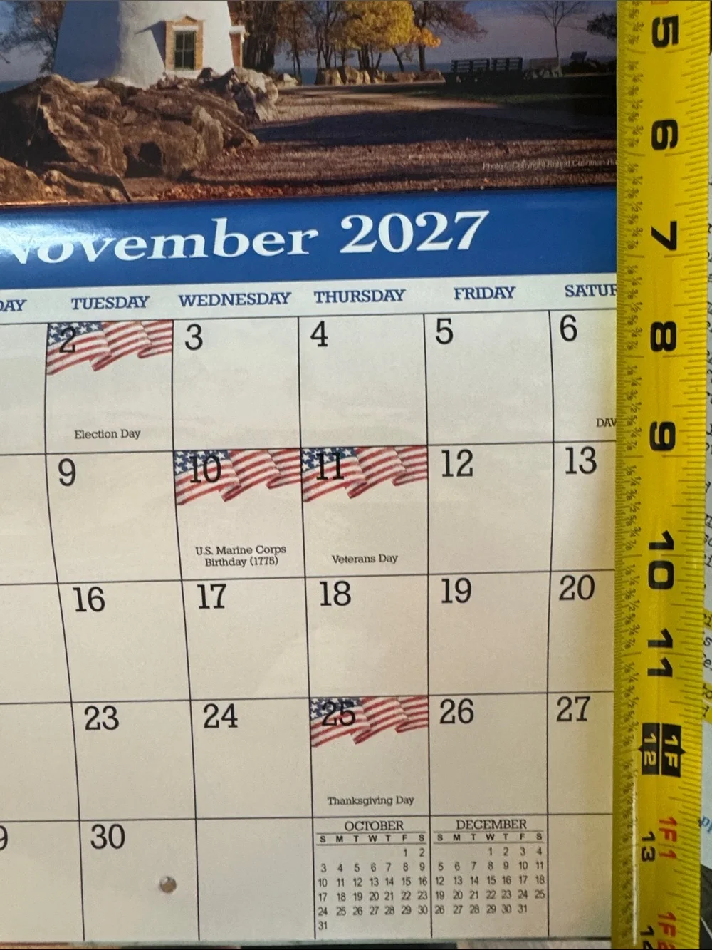 2027 America the Beautiful Wall Calendar - Scenic Landscape (Green, Blue, Brown)